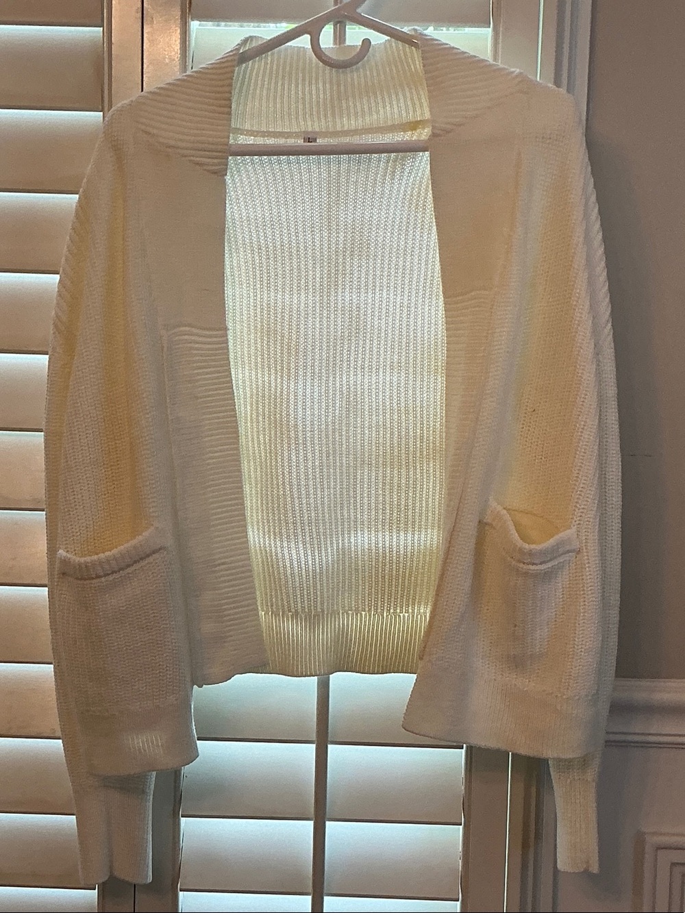 Open-Front Cream Women's Cardigan Sweater